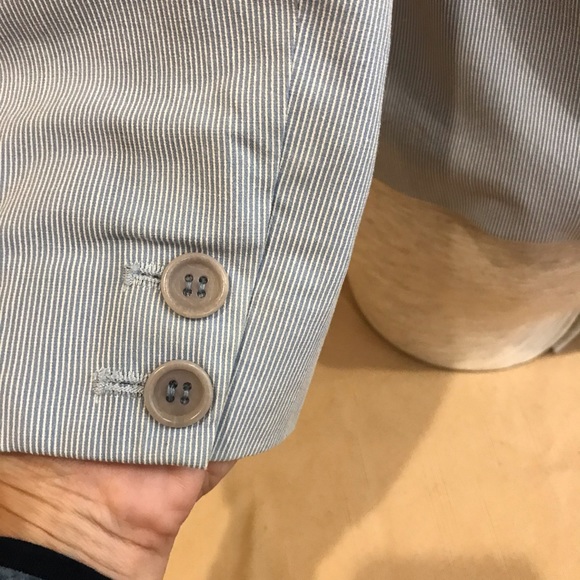 Theory blue white pinstripe seersucker jacket - Picture 5 of 8